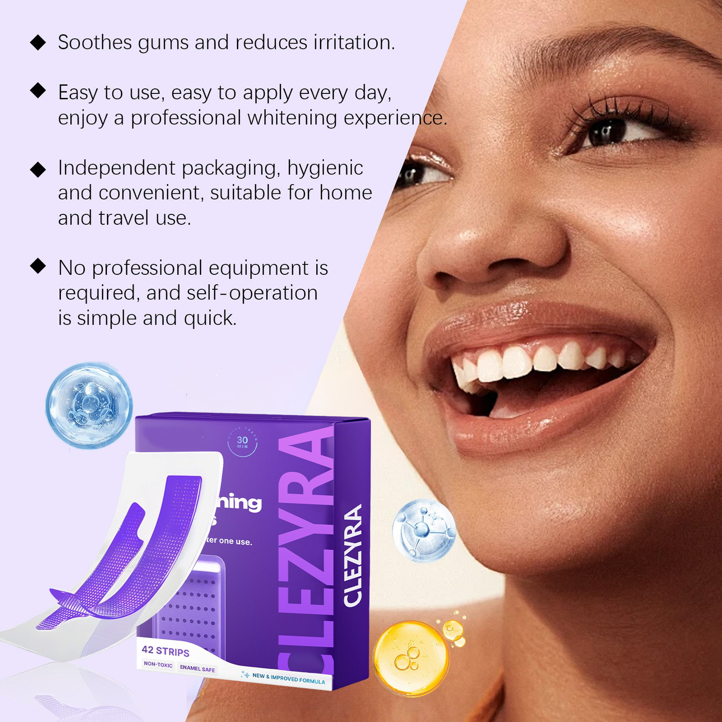 CLEZYRA Purple Teeth Whitening Strips